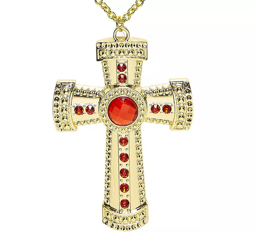Translation missing: es.Collar de Cruz Dorada con Bisutería incrustada