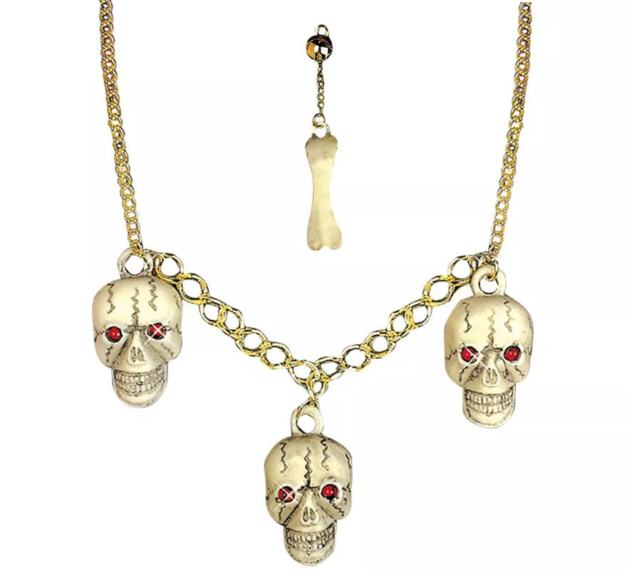 Translation missing: es.Collar Dorado con Calaveras y 1 Pendiente de Hueso