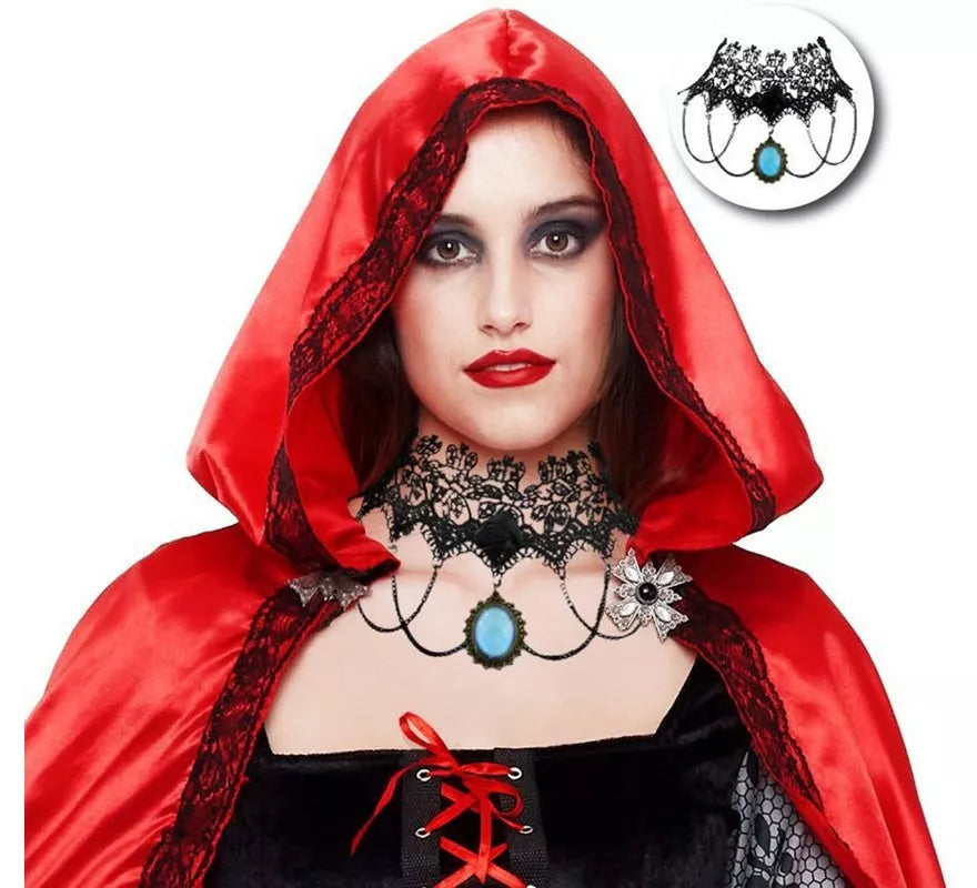 Translation missing: es.Collar Gótico Encaje piedra roja