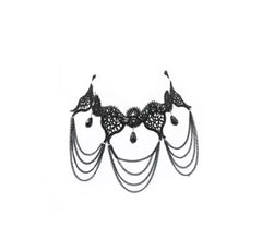 Collar Gótico negro con piedras y encaje