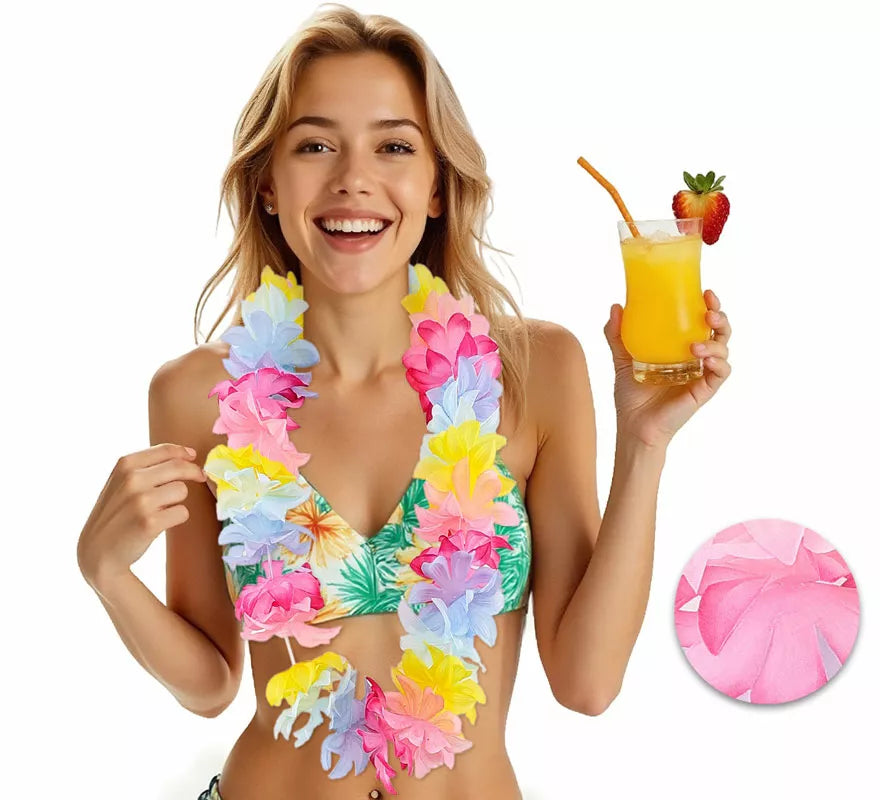 Translation missing: es.Collar Hawaiano de Flores multicolor de 90 cm
