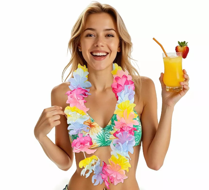 Translation missing: es.Collar Hawaiano de Flores multicolor de 90 cm