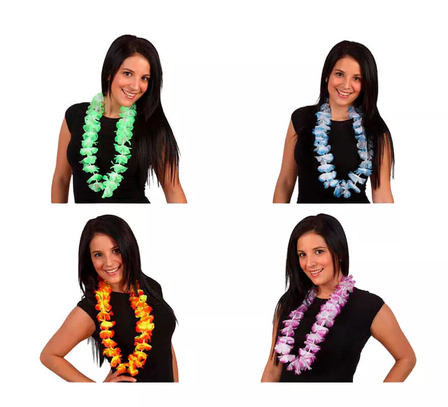 Translation missing: es.Collar Hawaiano flores de tela bicolor 4 surtidos
