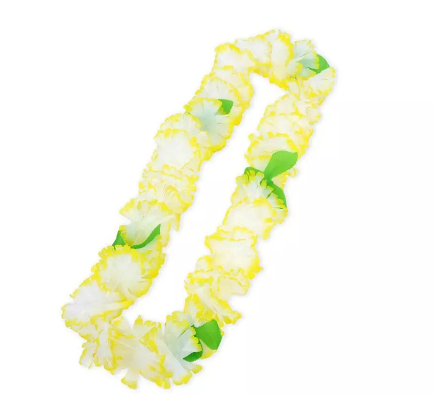 Translation missing: es.Collar Hawaii amarillo y blanco de 55 cm