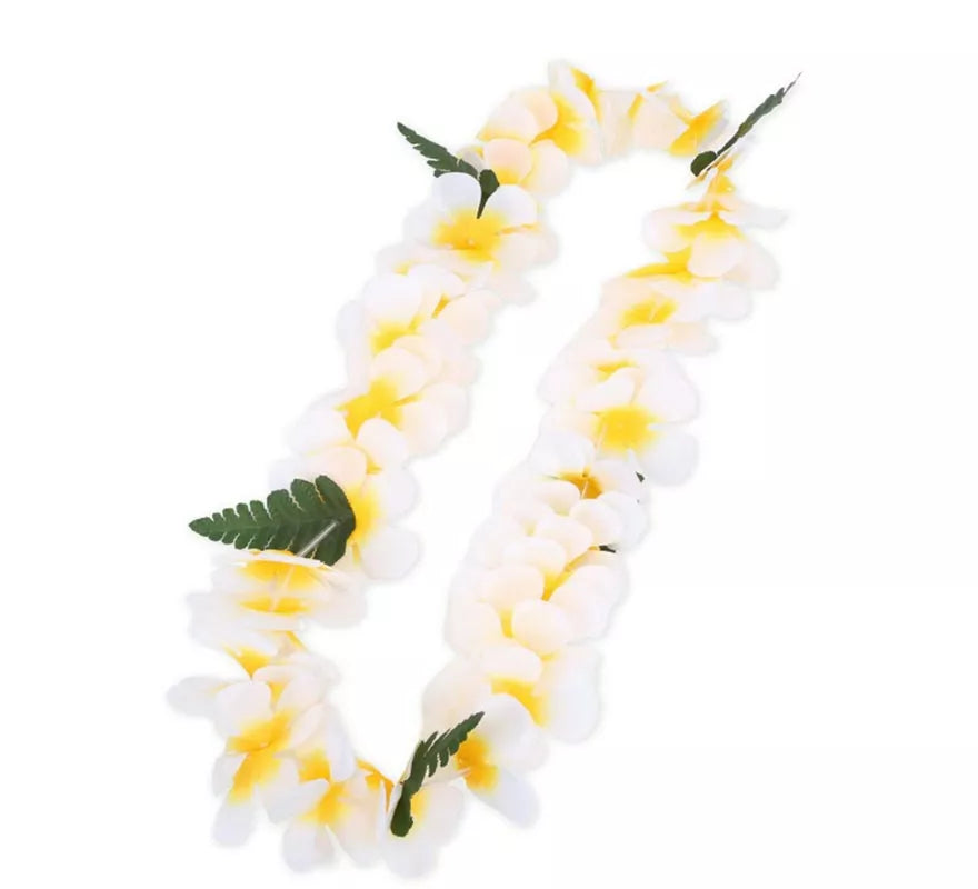Translation missing: es.Collar Hawaii amarillo y blanco de 55 cm