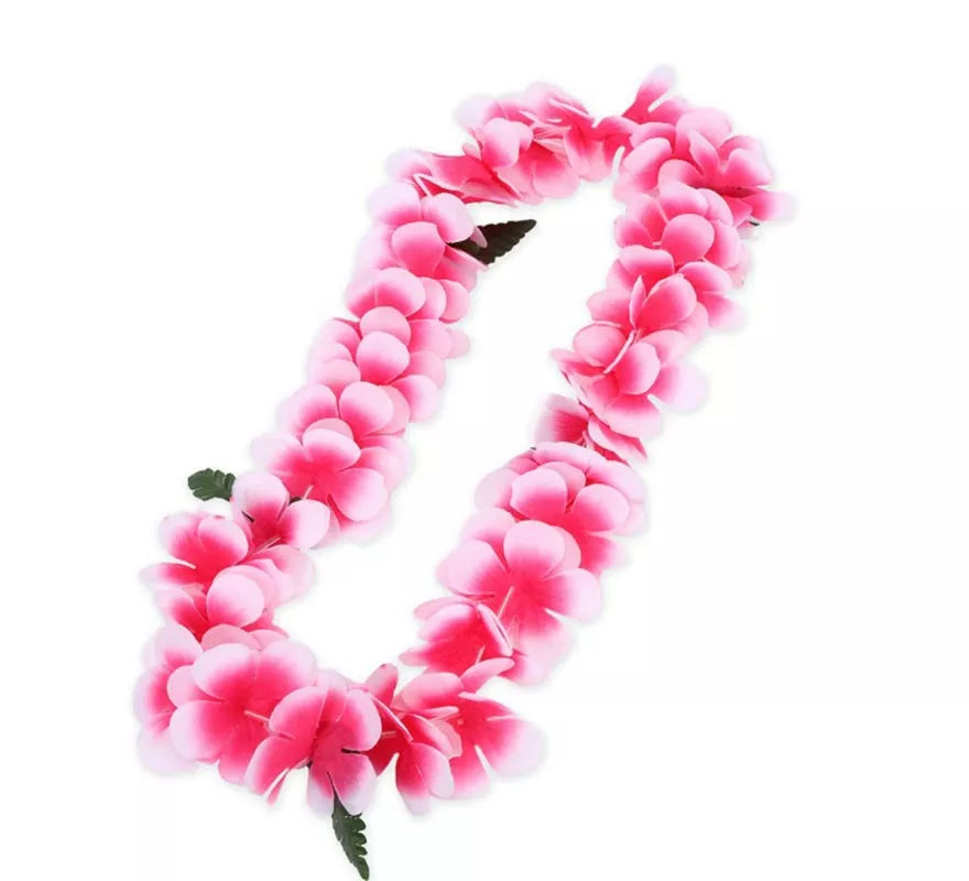 Translation missing: es.Collar Hawaii fucsia y blanco de 55 cm
