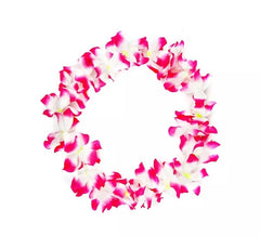 Collar Hawaii mediano fucsia y blanco de 46 cm