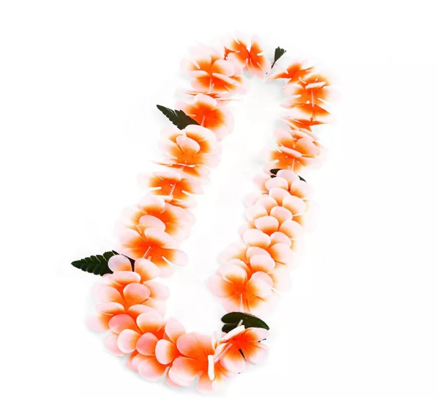 Translation missing: es.Collar Hawaii naranja y blanco de 55 cm