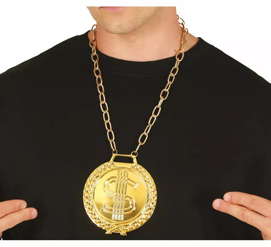 Translation missing: es.Collar Medallón de Dollar metálico de 11 cm