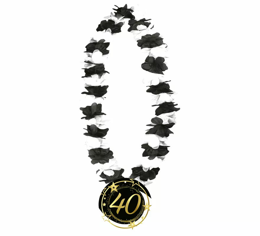 Translation missing: es.Collar Negro y Blanco de 40 Años Cumpleaños y Aniversarios