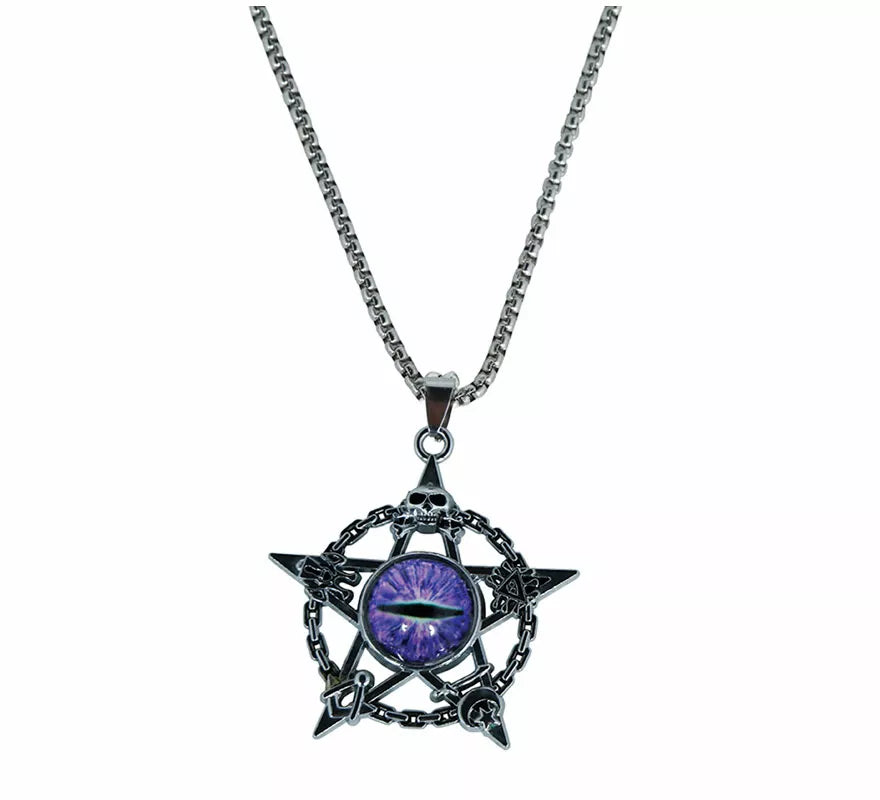 Translation missing: es.Collar Ojo Demonio Morado Metal, 5 cm