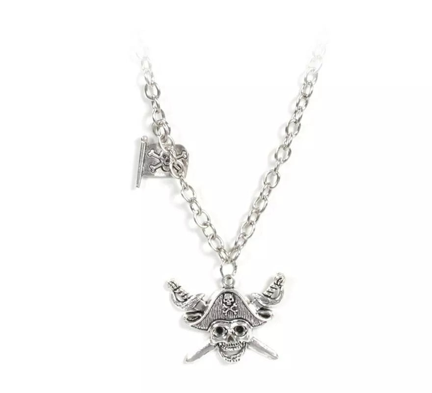 Translation missing: es.Collar Pirata plateado con calavera
