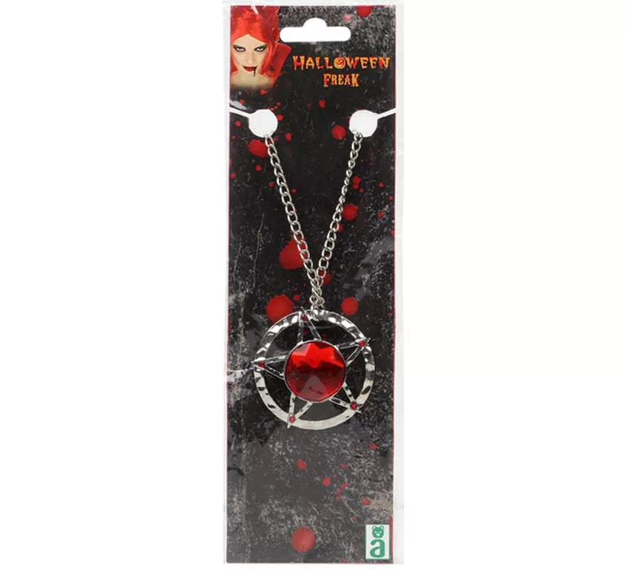 Collar Plateado con Rubí 43 cm