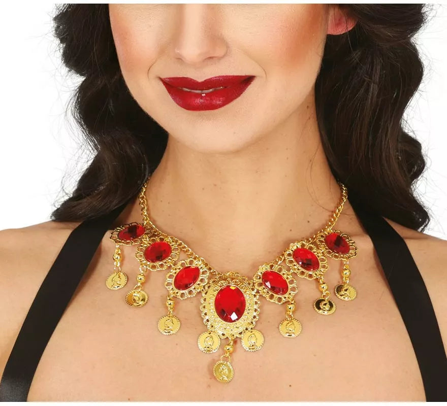 Translation missing: es.Collar Rubies rojos metálico