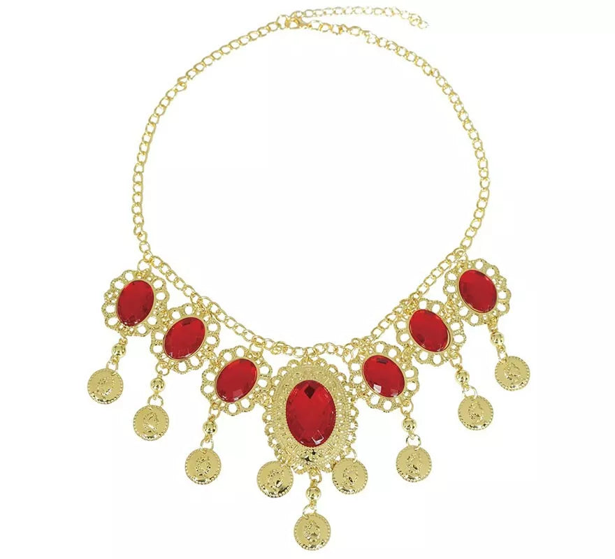 Translation missing: es.Collar Rubies rojos metálico