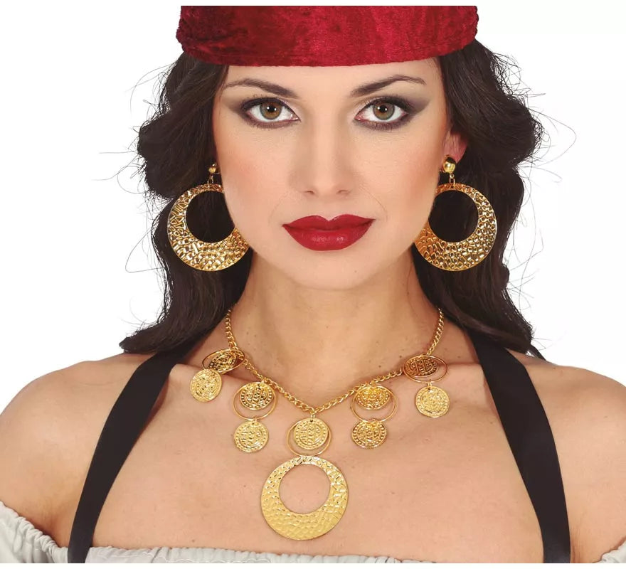 Translation missing: es.Collar y Pendientes Gitana dorado metálicos