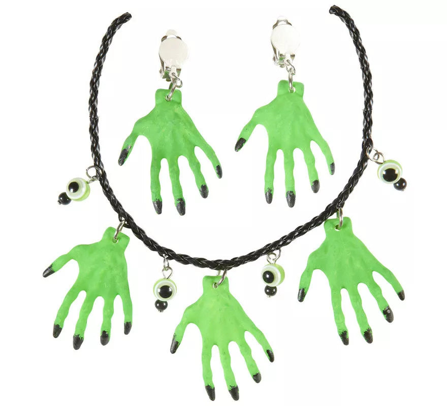 Translation missing: es.Collar y Pendientes Halloween de Manos de Bruja