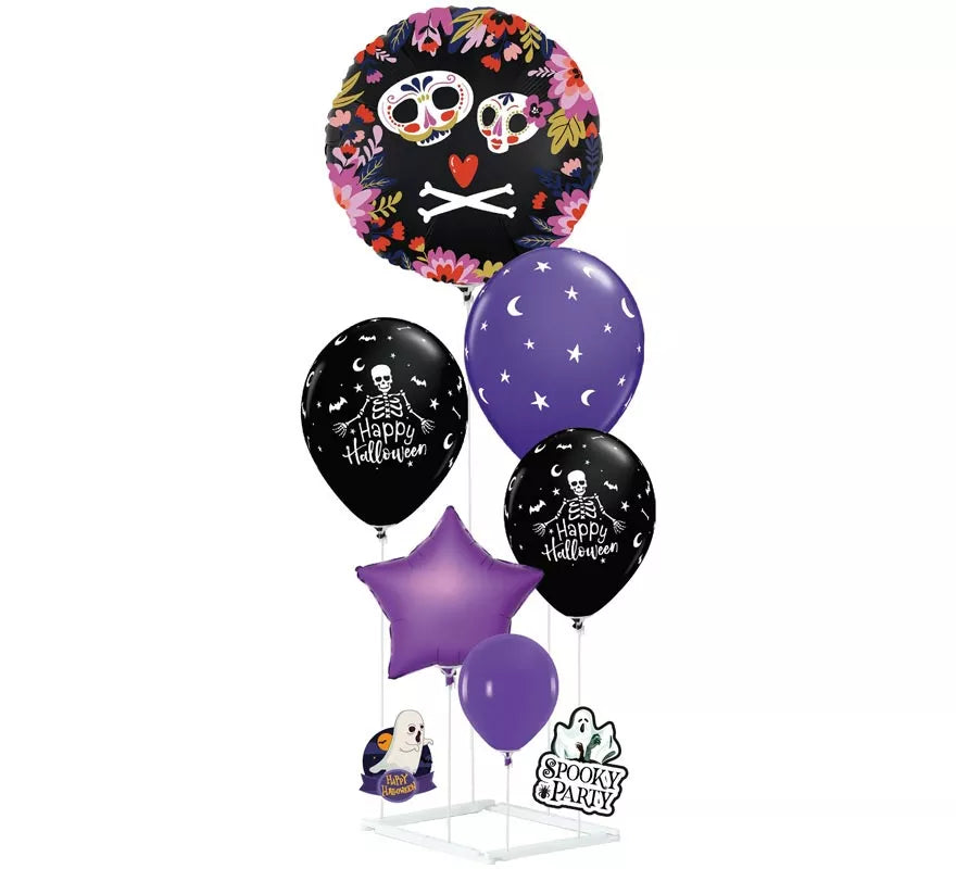 Translation missing: es.Columna de Globos lila y negro 9 Piezas