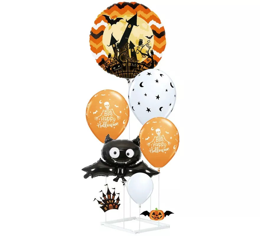 Translation missing: es.Columna Globos Blanco y naranja 9 Piezas