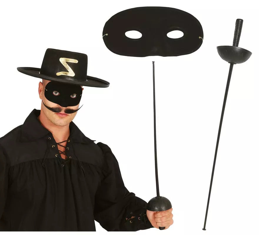 Translation missing: es.Conjunto antifaz y florete 63 cm. de heroe enmascarado