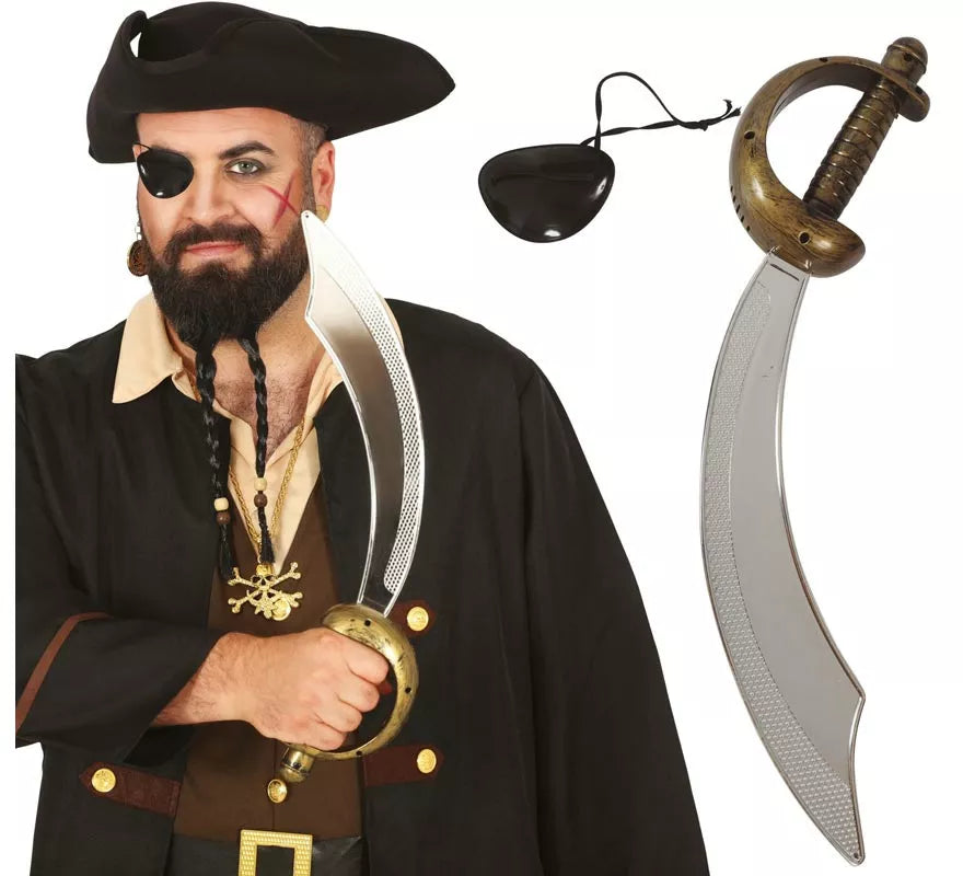 Translation missing: es.Conjunto de Sable pirata 47 cm. y parche