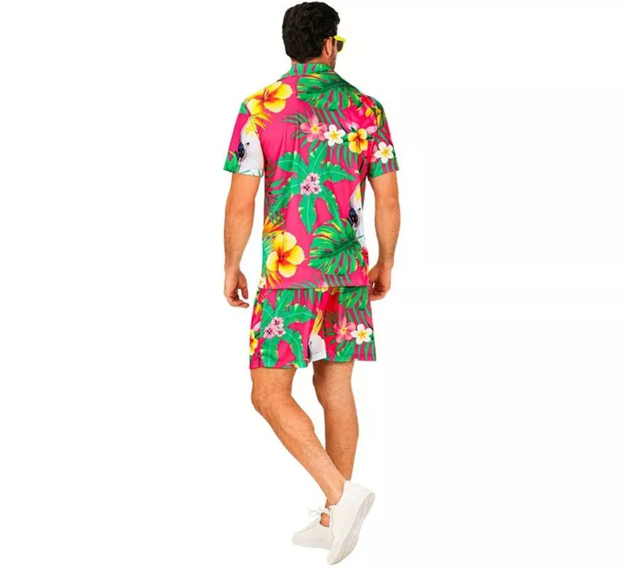Translation missing: es.Conjunto de Verano con Estampado Cacatúa: Camisa y Shorts para hombre
