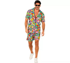 Conjunto de Verano con Estampado de Calaveras: Camisa y Shorts para hombre