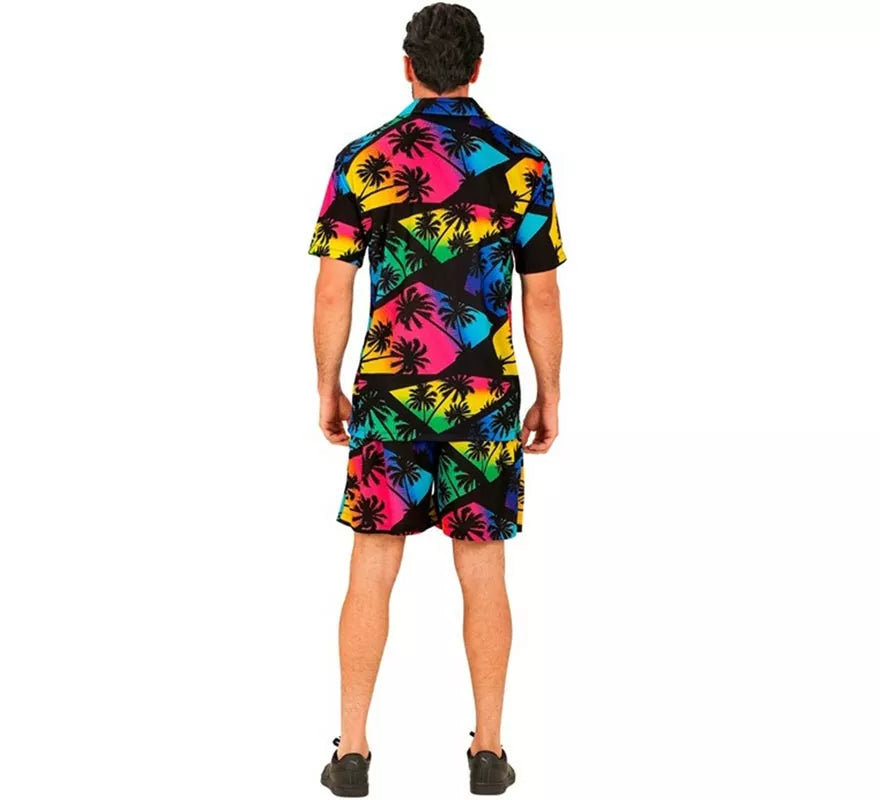 Conjunto de Verano con Estampado de Palmeras: Camisa y Shorts para hombre