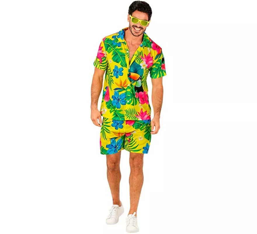 Translation missing: es.Conjunto de Verano con Estampado de Tucán: Camisa y Shorts para hombre