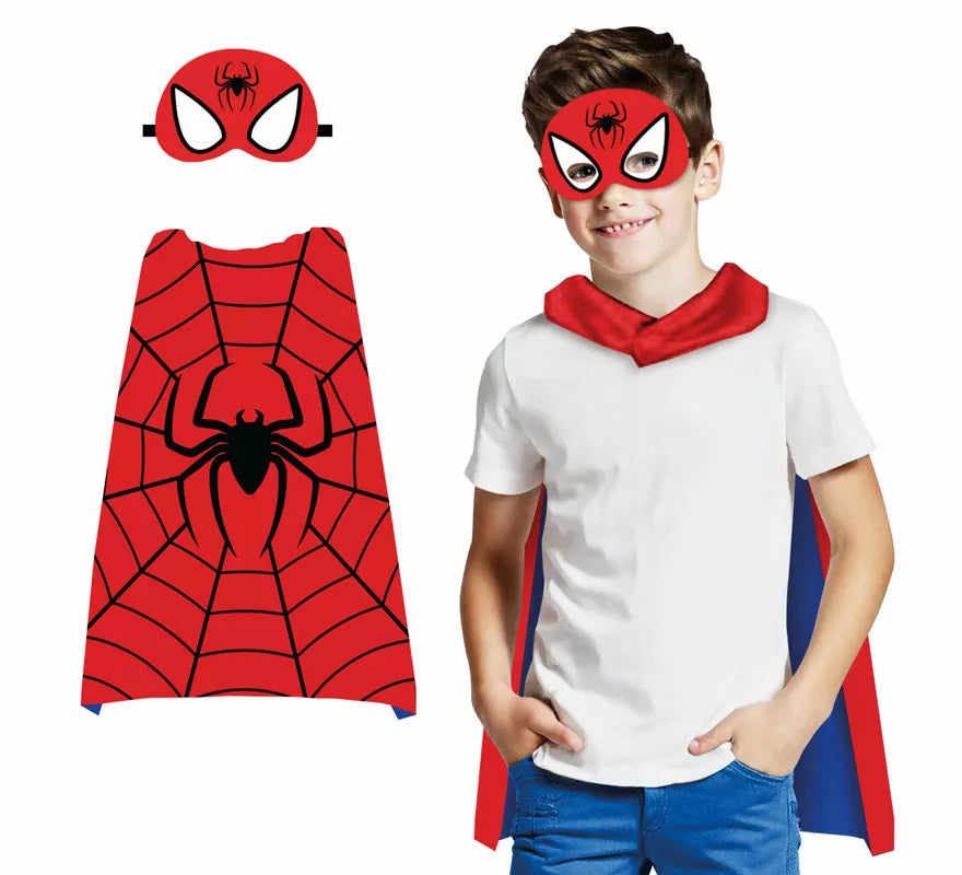 Translation missing: es.Conjunto Infantil Súper Araña: Antifaz y capa de 70 cms