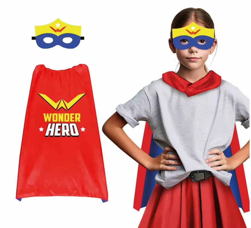 Translation missing: es.Conjunto Infantil Súper Heroína: Antifaz y capa de 70 cms