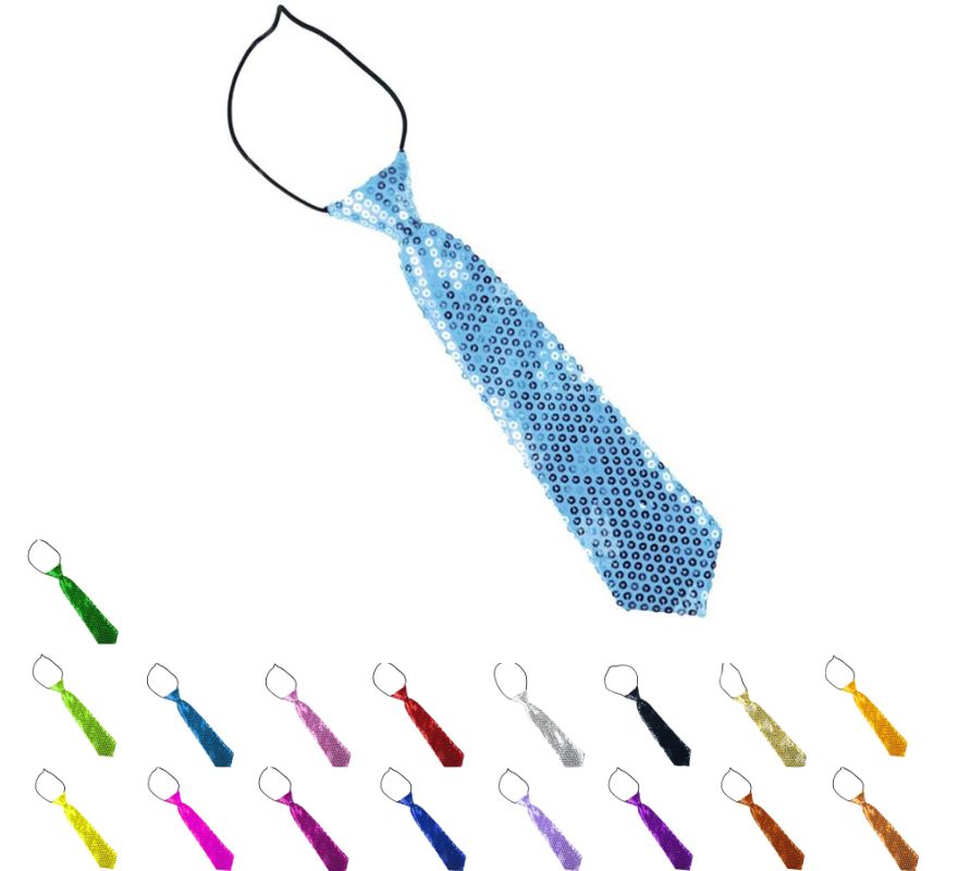 Translation missing: es.Corbata con lentejuelas infantil de 30 cm en varios colores