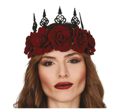 Corona de Reina con Flores Borgoña