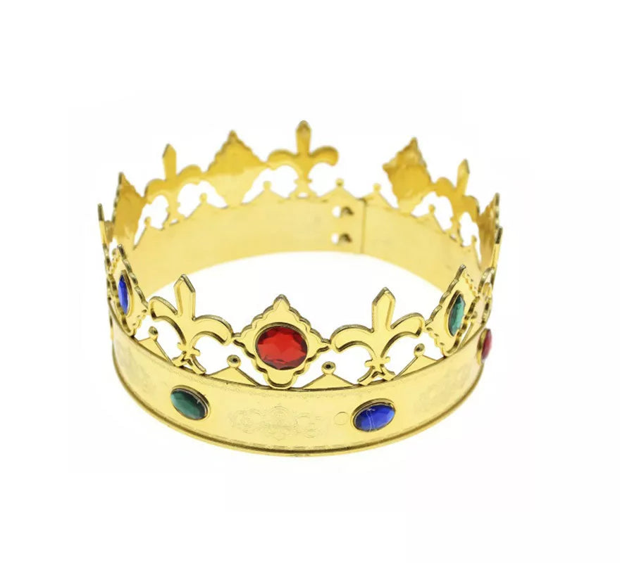 Translation missing: es.Corona Dorada de Rey con Gemas Bisutería