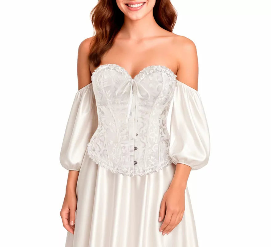 Translation missing: es.Corset Jacquard blanco con Lazo para mujer