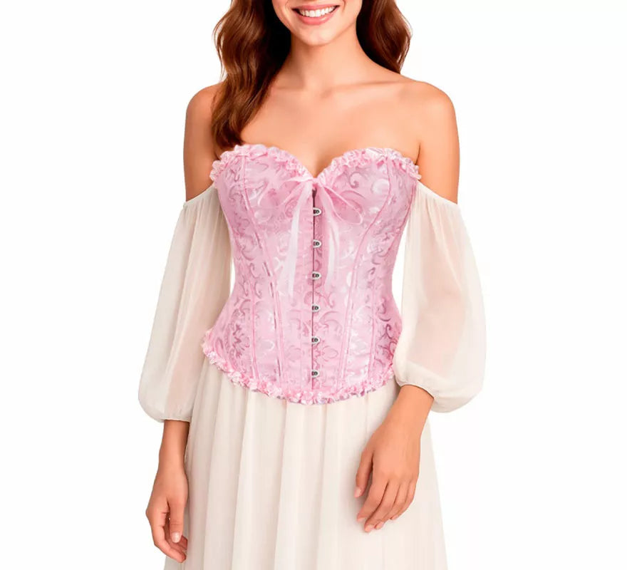 Translation missing: es.Corset Jacquard rosa con Lazo para mujer