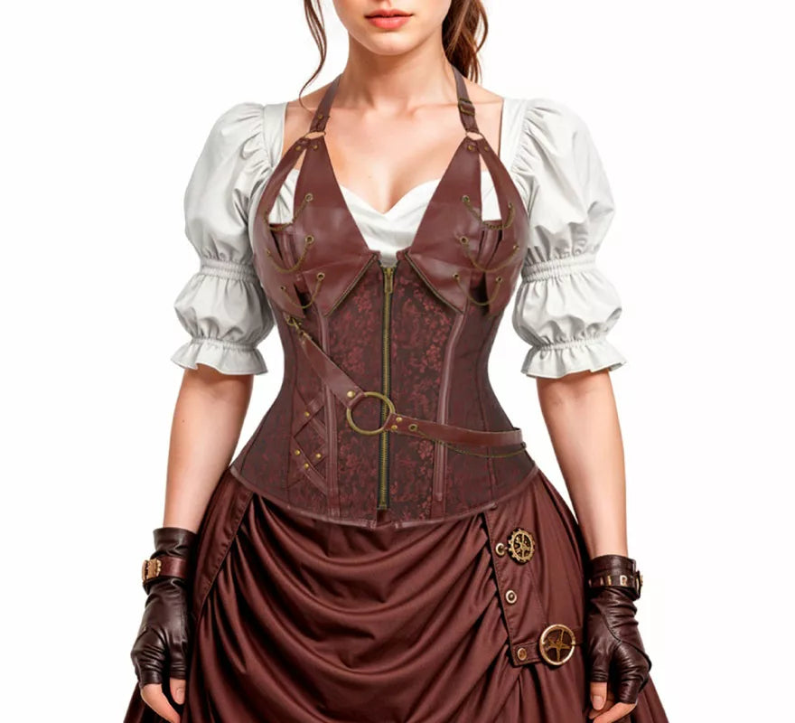 Translation missing: es.Corset Jacquard Steampunk para mujer