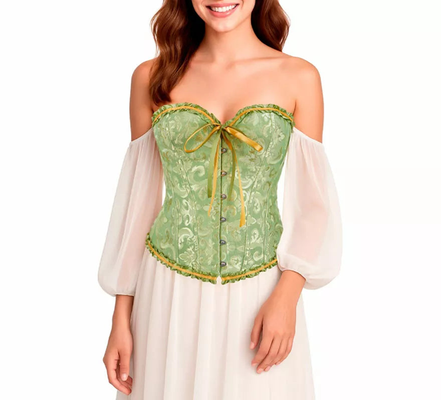 Translation missing: es.Corset Jacquard verde con Lazo para mujer
