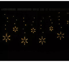 Cortina de 12 Copos de Nieve cálido con 138 Led
