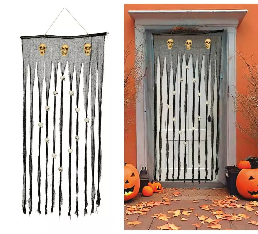 Translation missing: es.Cortina Gris con Calaveras 90X180 Cm