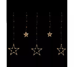 Cortina Navideña de 3 metros con 12 Estrellas Luminosas