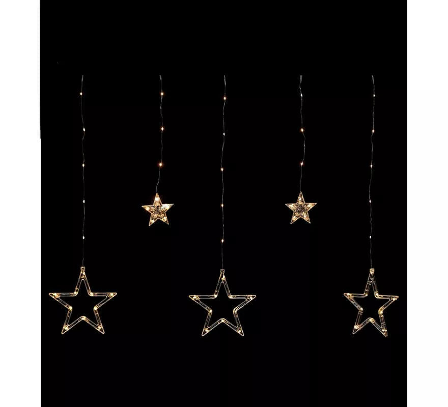 Cortina Navideña de 3 metros con 12 Estrellas Luminosas