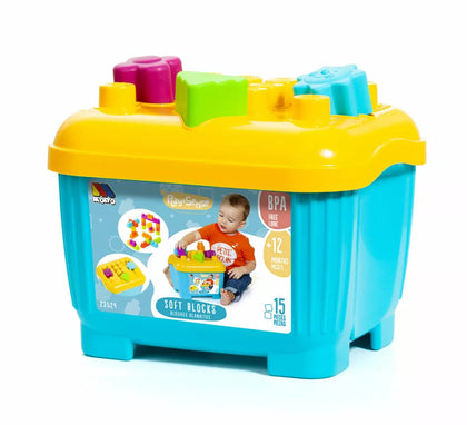 Cubeta de Bloques y Puzzles Blandos con 15 Piezas