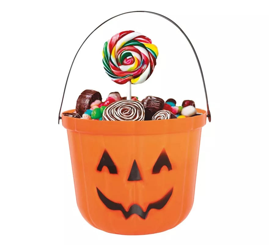 Translation missing: es.Cubo Calabaza de plástico de 15 cm para Halloween