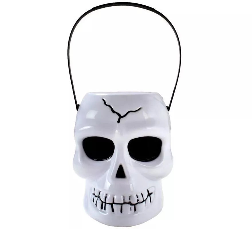 Translation missing: es.Cubo Calavera blanco con asa de 12x14x16 cm