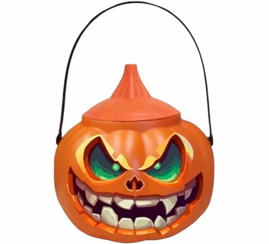 Cubo de Calabaza Espantosa con Tapa para Caramelos