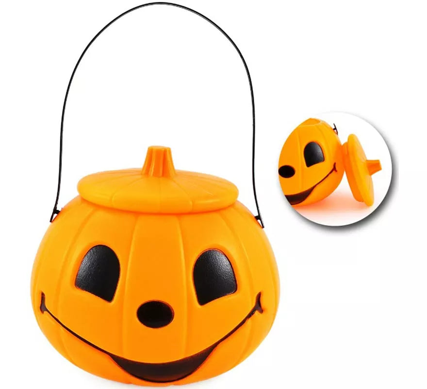 Cubo de Calabaza naranja con Tapa