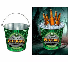 Cubo Metal Potions verde de 19X23 cm