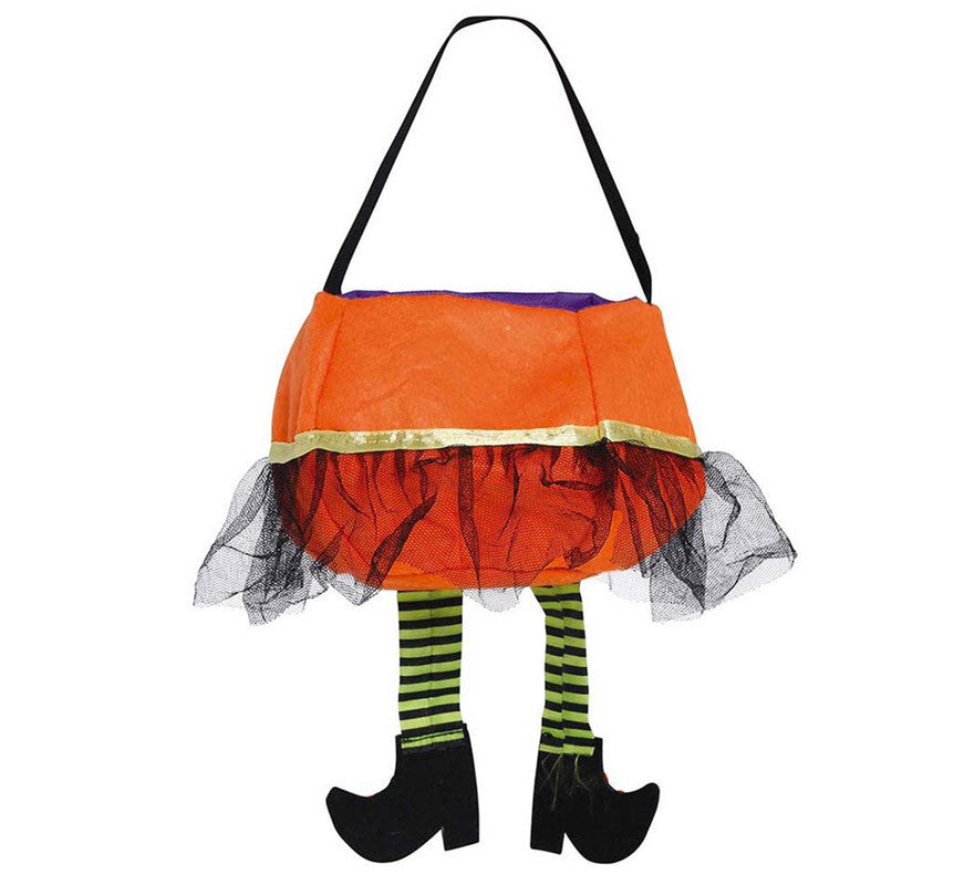 Translation missing: es.Cubo Naranja 'Trick Or Treat' de Fieltro de 20 cm