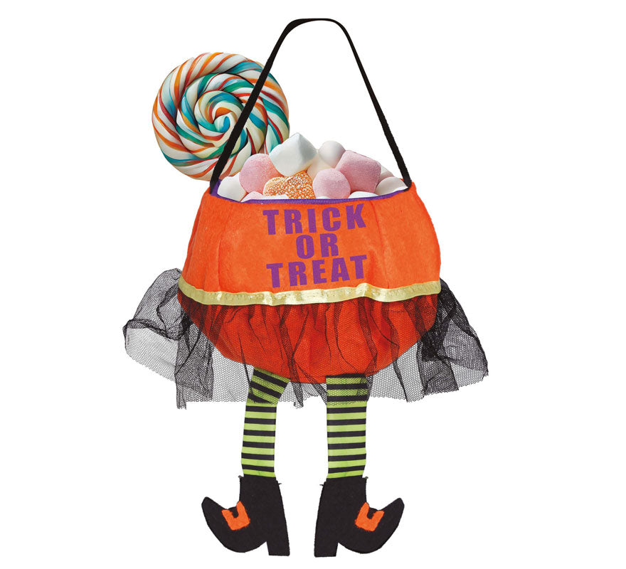 Translation missing: es.Cubo Naranja 'Trick Or Treat' de Fieltro de 20 cm